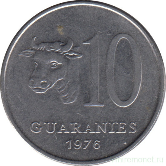 Монета. Парагвай. 10 гуарани 1976 год.