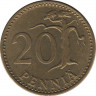 Реверс. Монета. Финляндия. 20 пенни 1963 год.