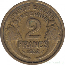 Монета. Франция. 2 франка 1932 год.
