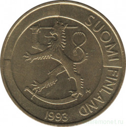 Монета. Финляндия. 1 марка 1993 год. Новый тип.
