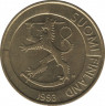 Аверс. Монета. Финляндия. 1 марка 1993 год. Новый тип.