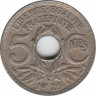  Монета. Франция. 5 сантимов 1925 год. ав.