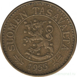 Монета. Финляндия. 10 марок 1955 год.