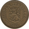 Аверс. Монета. Финляндия. 10 марок 1955 год.