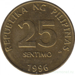 Монета. Филиппины. 25 сентимо 1996 год.
