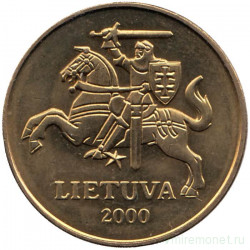 Монета. Литва. 50 центов 2000 год.