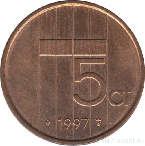 Монета. Нидерланды. 5 центов 1997 год.