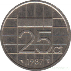 Монета. Нидерланды. 25 центов 1987 год.