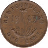 Монета. Ньюфаундленд. 1 цент 1943 год. ав.