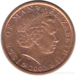 Монета. Великобритания. Остров Мэн. 1 пенни 2007 год. ВА.