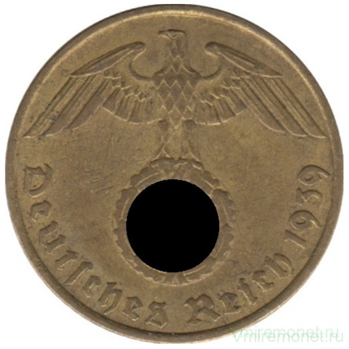 Монета. Германия. Третий Рейх. 5 рейхспфеннигов 1939 год. Монетный двор - Вена (B).