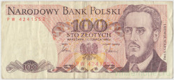 Банкнота. Польша. 100 злотых 1986 год. Людвиг Варинский. Тип 146e.