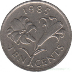 Монета. Бермудские острова. 10 центов 1985 год.