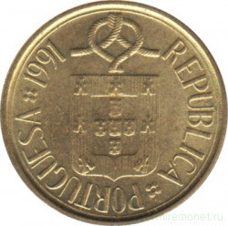 Монета. Португалия. 1 эскудо 1991 год.