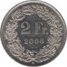  Монета. Швейцария. 2 франка 2008 год. ав.