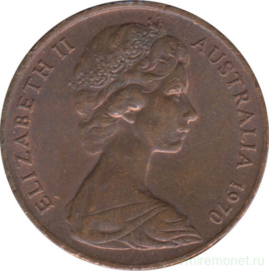Монета. Австралия. 2 цента 1970 год.