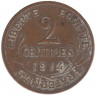 Монета. Франция. 2 сантима 1914 год.