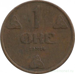 Монета. Норвегия. 1 эре 1914 год.