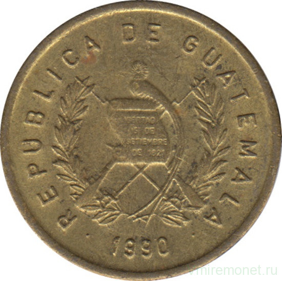 Монета. Гватемала. 1 сентаво 1990 год.