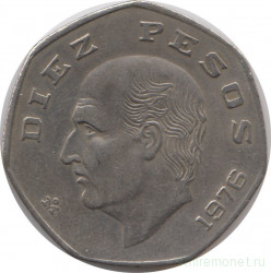 Монета. Мексика. 10 песо 1976 год.