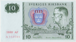 Банкнота. Швеция. 10 крон 1980 год. Тип 52е.