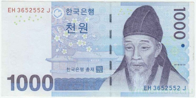 Банкнота. Южная Корея. 1000 вон 2007 год. Тип 54а.