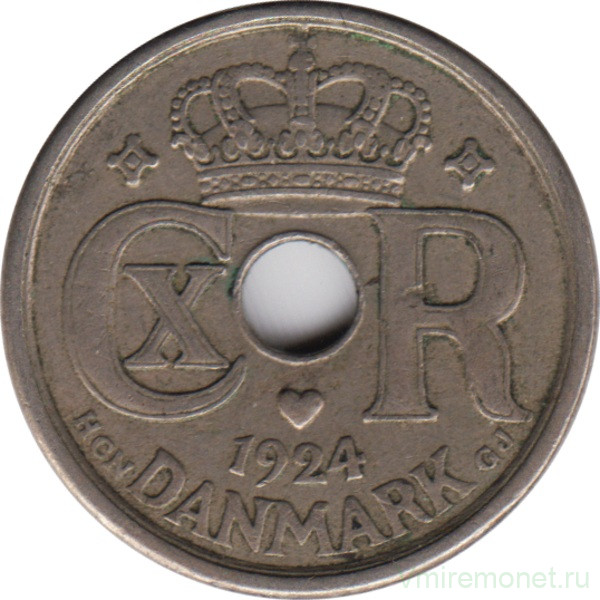 Монета. Дания. 25 эре 1924 год.