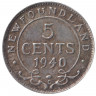 Монета. Ньюфаундленд. 5 центов 1940 год.
