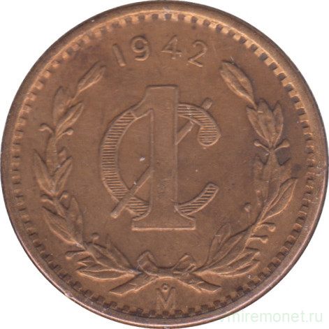 Монета. Мексика. 1 сентаво 1942 год.