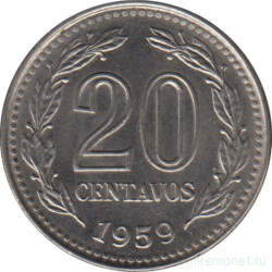 Монета. Аргентина. 20 сентаво 1959 год.