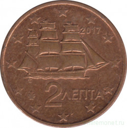 Монета. Греция. 2 цента 2017 год.