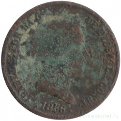 Монета. Испания. 10 сентимо 1856 год. 