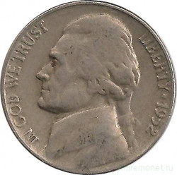 Монета. США. 5 центов 1952 год.