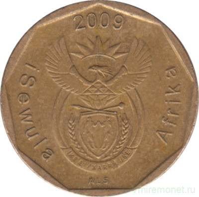 Монета. Южно-Африканская республика (ЮАР). 10 центов 2009 год.