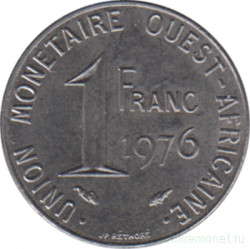 Монета. Западноафриканский экономический и валютный союз (ВСЕАО). 1 франк 1976 год.