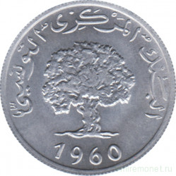 Монета. Тунис. 5 миллимов 1960 год.