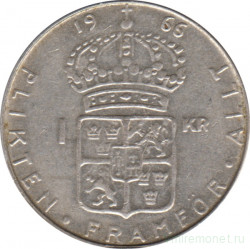 Монета. Швеция. 1 крона 1966 год.