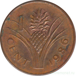 Монета. Свазиленд. 1 цент 1986 год. Сталь с медным покрытием.