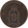  Монета. Швеция. 1 эре 1876 год. рев.