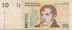 Банкнота. Аргентина. 10 песо 2003 год. Тип 354а (6).