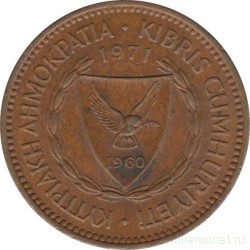 Монета. Кипр. 5 милей 1971 год.
