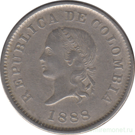 Монета. Колумбия. 5 сентаво 1888 год.