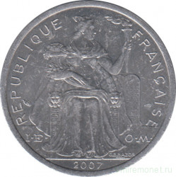 Монета. Французская Полинезия. 2 франка 2007 год.