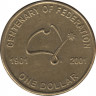Монета. Австралия. 1 доллар 2001 год. 100 лет Федерации Австралии. ав.
