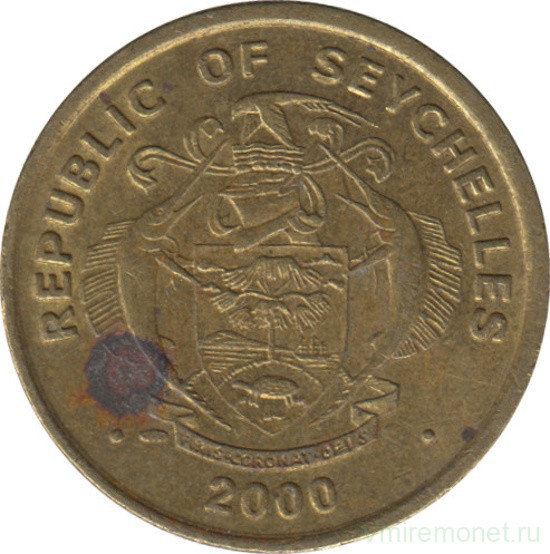 Монета. Сейшельские острова. 10 центов 2000 год.