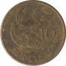 Монета. Сейшельские острова. 10 центов 2000 год. рев.