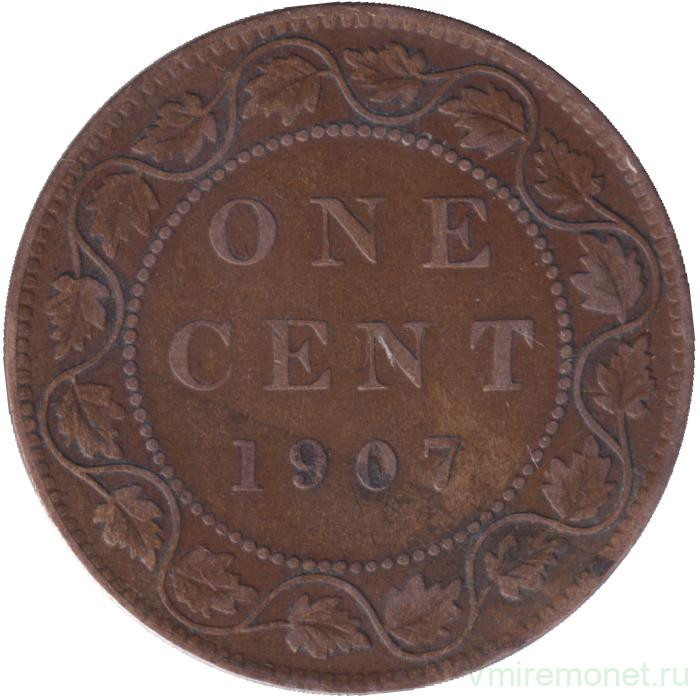 Монета. Канада. 1 цент 1907 год.