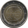 Монета. Словения. 2 евро 2009 год. 10 лет экономическому и валютному союзу. ав. 