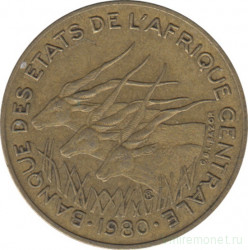 Монета. Центральноафриканский экономический и валютный союз (ВЕАС). 5 франков 1980 год.