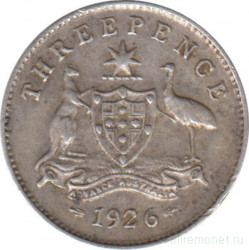 Монета. Австралия. 3 пенса 1926 год. Без отметки монетного двора.